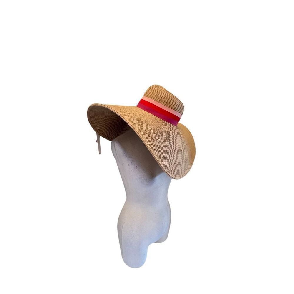 Trina Turk Women's Palmas Ultrabraid Toyo Straw Floppy Sun Hat Tan One Size NWT